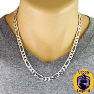 *NEW!* 24" 8MM 925 Silver Italian Figaro Chain